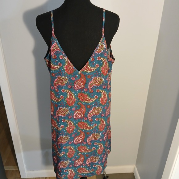 Emery Rose Slip Dress Blue Paisley Sz Xl Polyester  Spaghetti Straps - Picture 3 of 8
